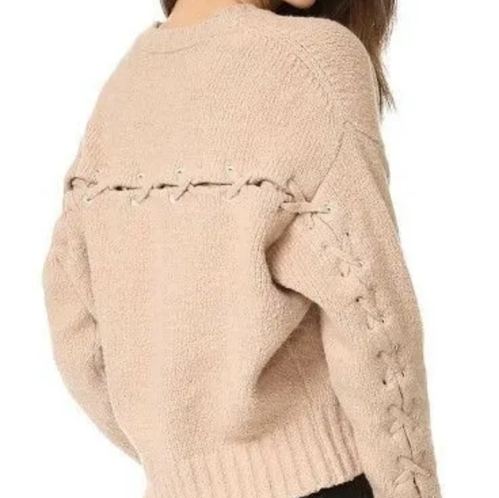IRO Lish Light Brown Lace Up Cotton Sweater Size XSmall